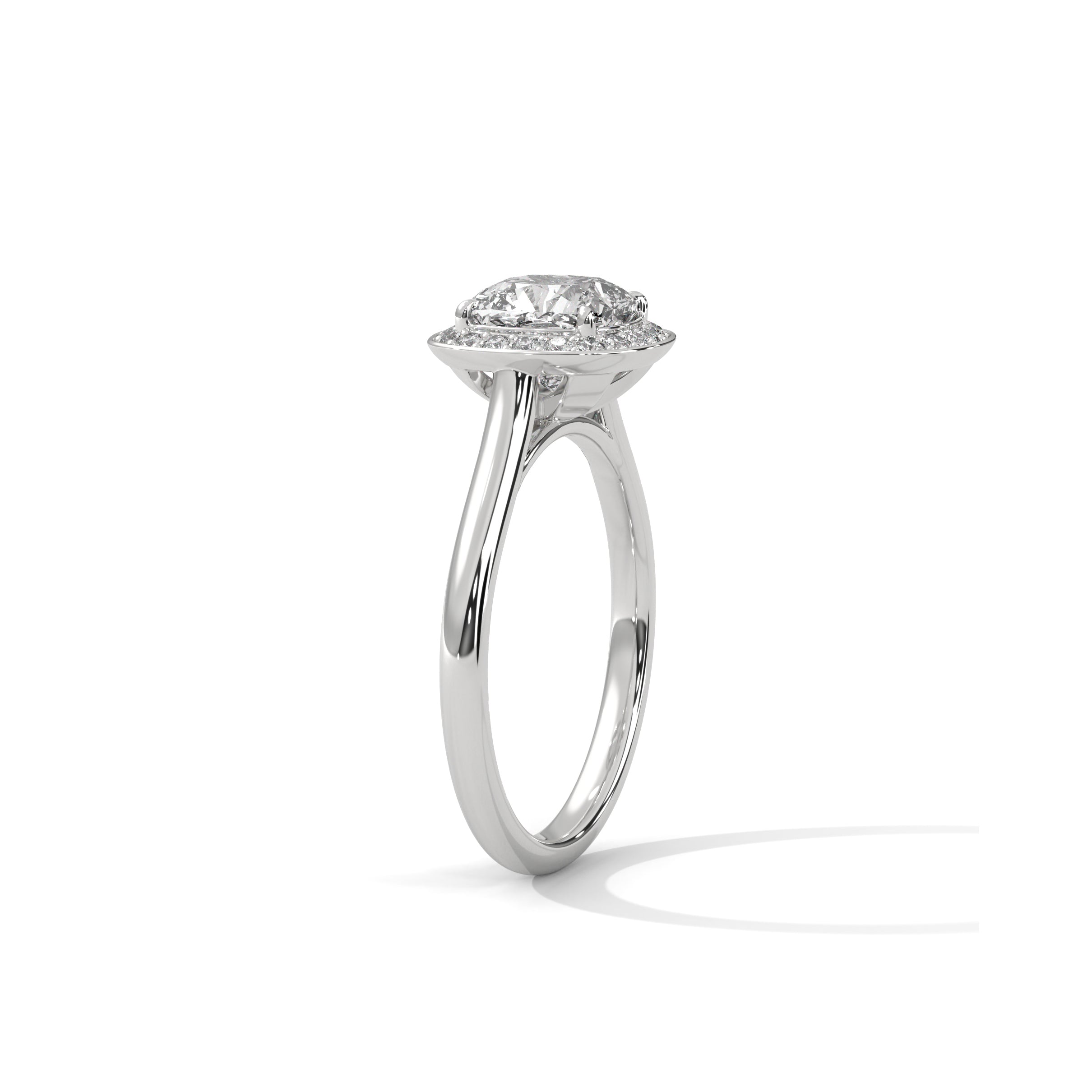 Cushion Halo Engagement Ring Platinum | Lab Grown Diamond
