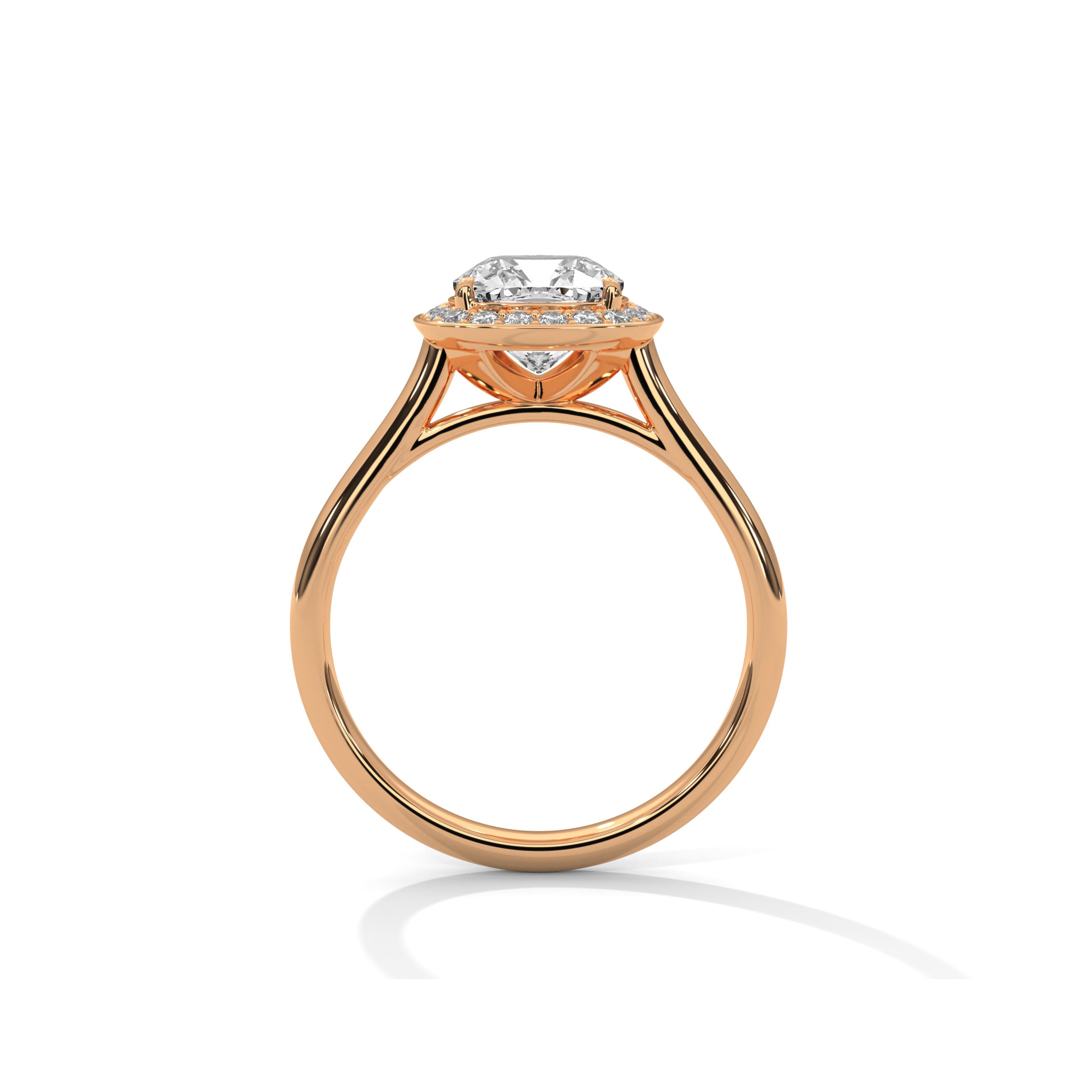 Cushion Halo Engagement Ring 18K Rose Gold | Lab Grown Diamond