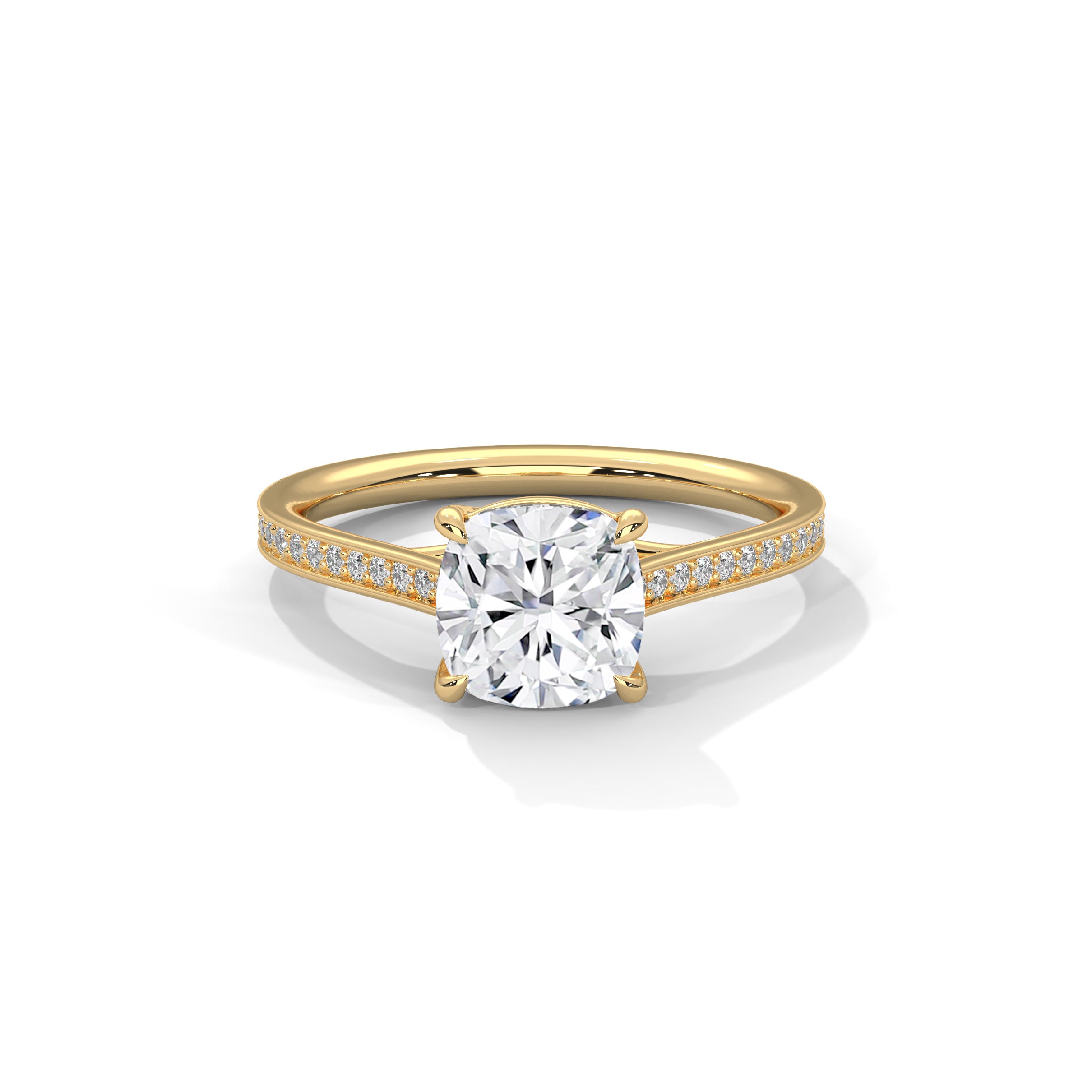 Cushion Engagement Ring with Pave 18K | Lab Grown Diamond