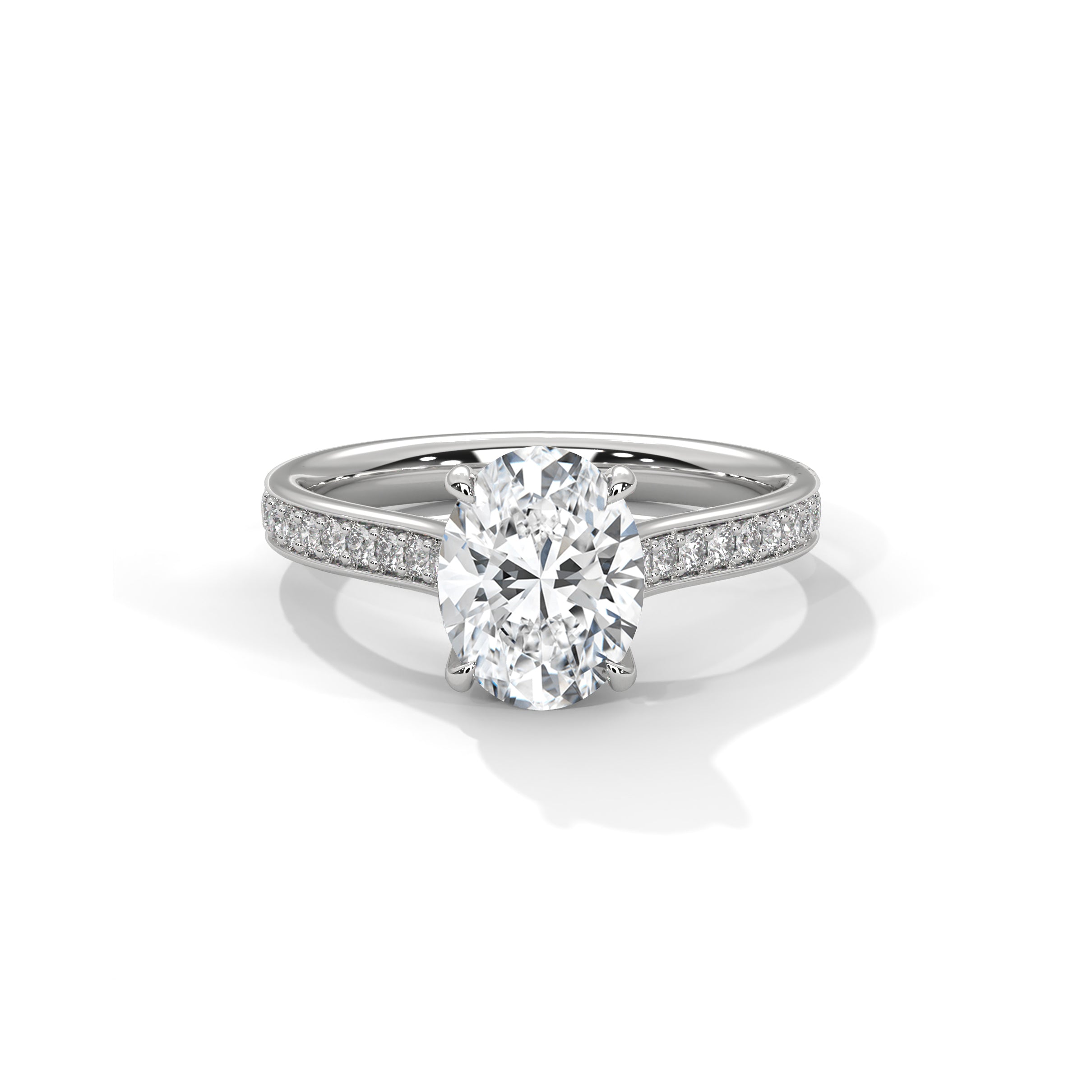 Oval Engagement Ring with Pave Platinum | Lab Grown Diamond