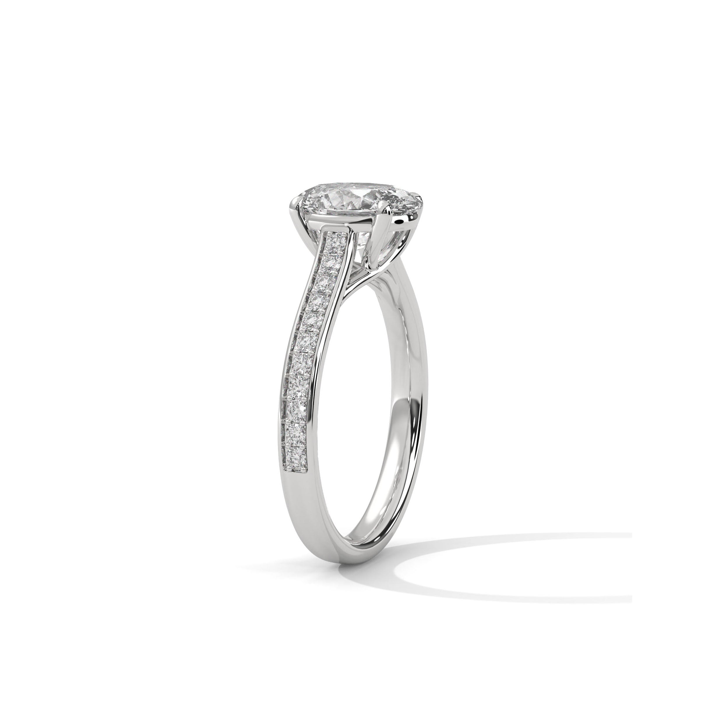 Oval Engagement Ring with Pave Platinum | Lab Grown Diamond