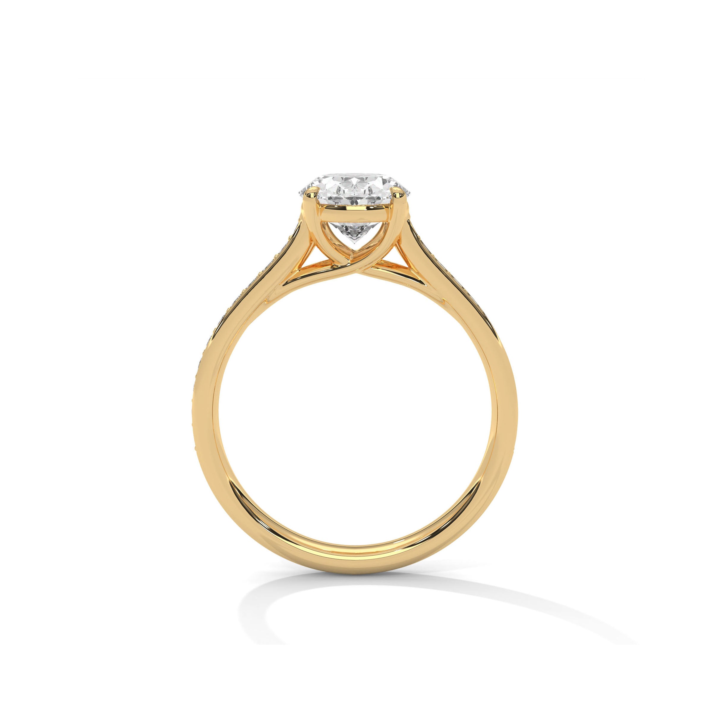 Oval Engagement Ring with Pave 18K | Lab Grown Diamond