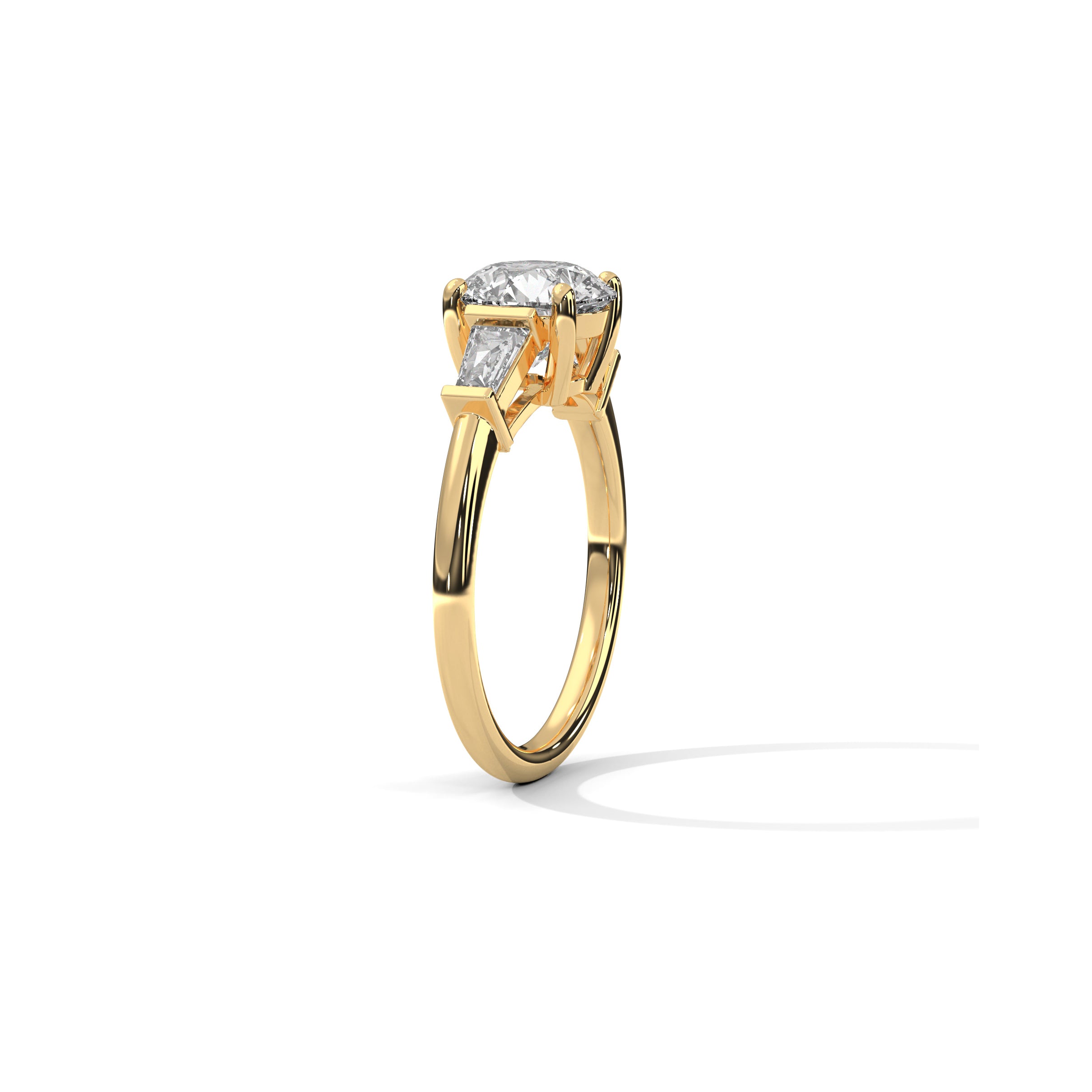 Three Stone Engagement Ring with Baguettes 18K | Lab Grown Diamond