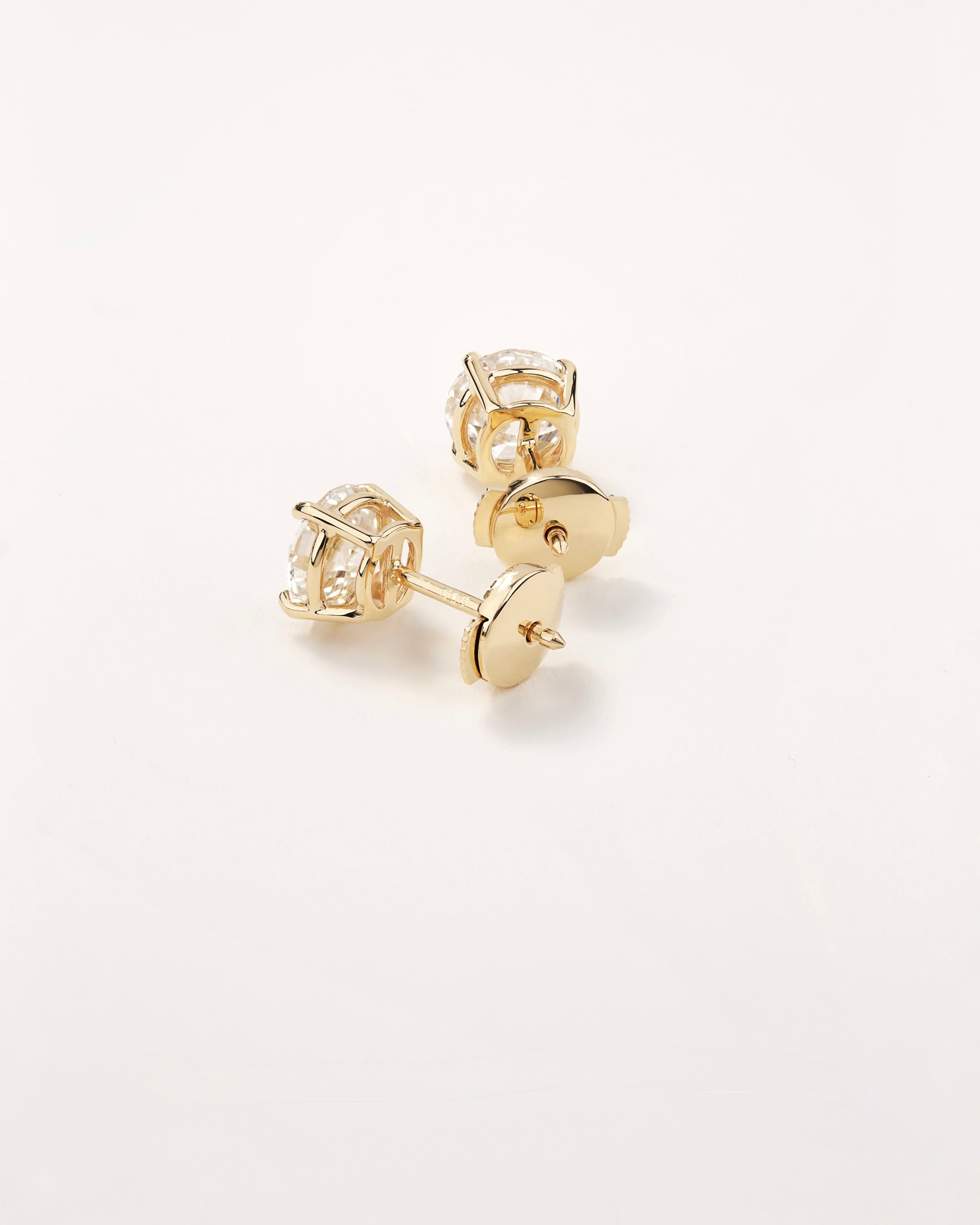 14K Yellow Gold Lab-Grown Diamond Stud Earrings 2.10 CTW | Safety-Back Posts