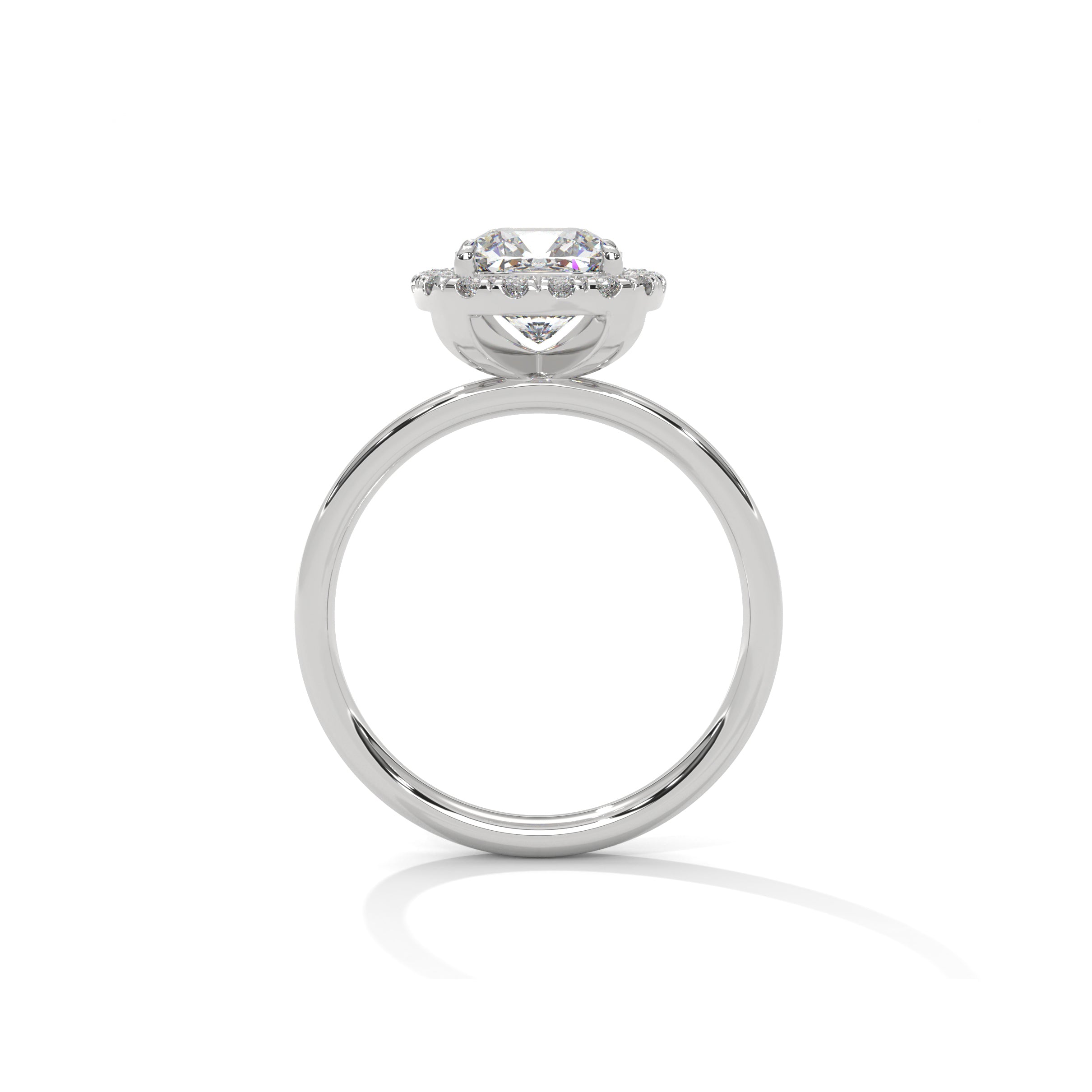 Cushion Halo Solitaire Engagement Ring Platinum | Lab Grown Diamond
