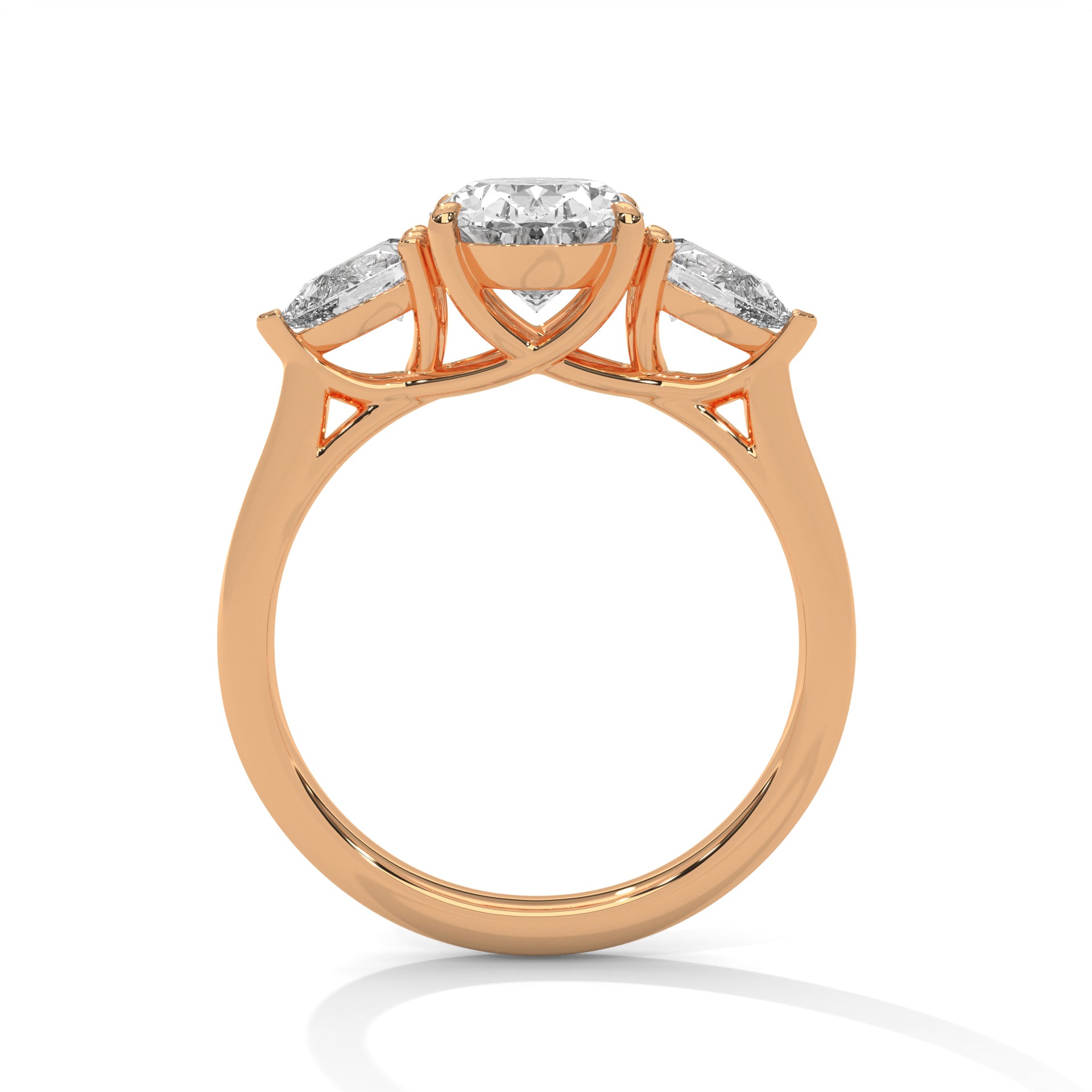 Oval Three Stone Engagement Ring with Pears 18K Rose Gold | Lab Grown Diamond