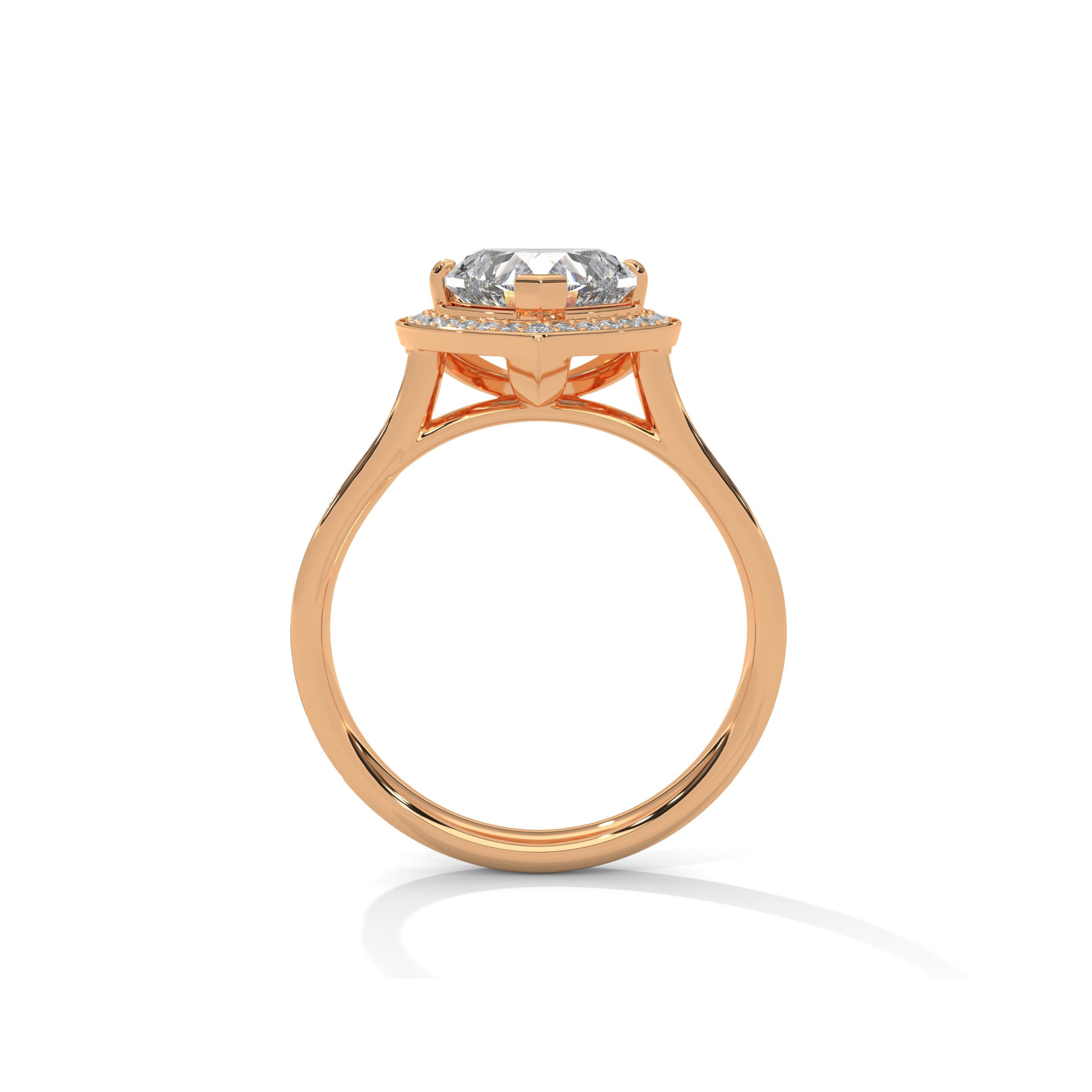 Heart Halo Engagement Ring with Pave 18K Rose Gold | Lab Grown Diamond