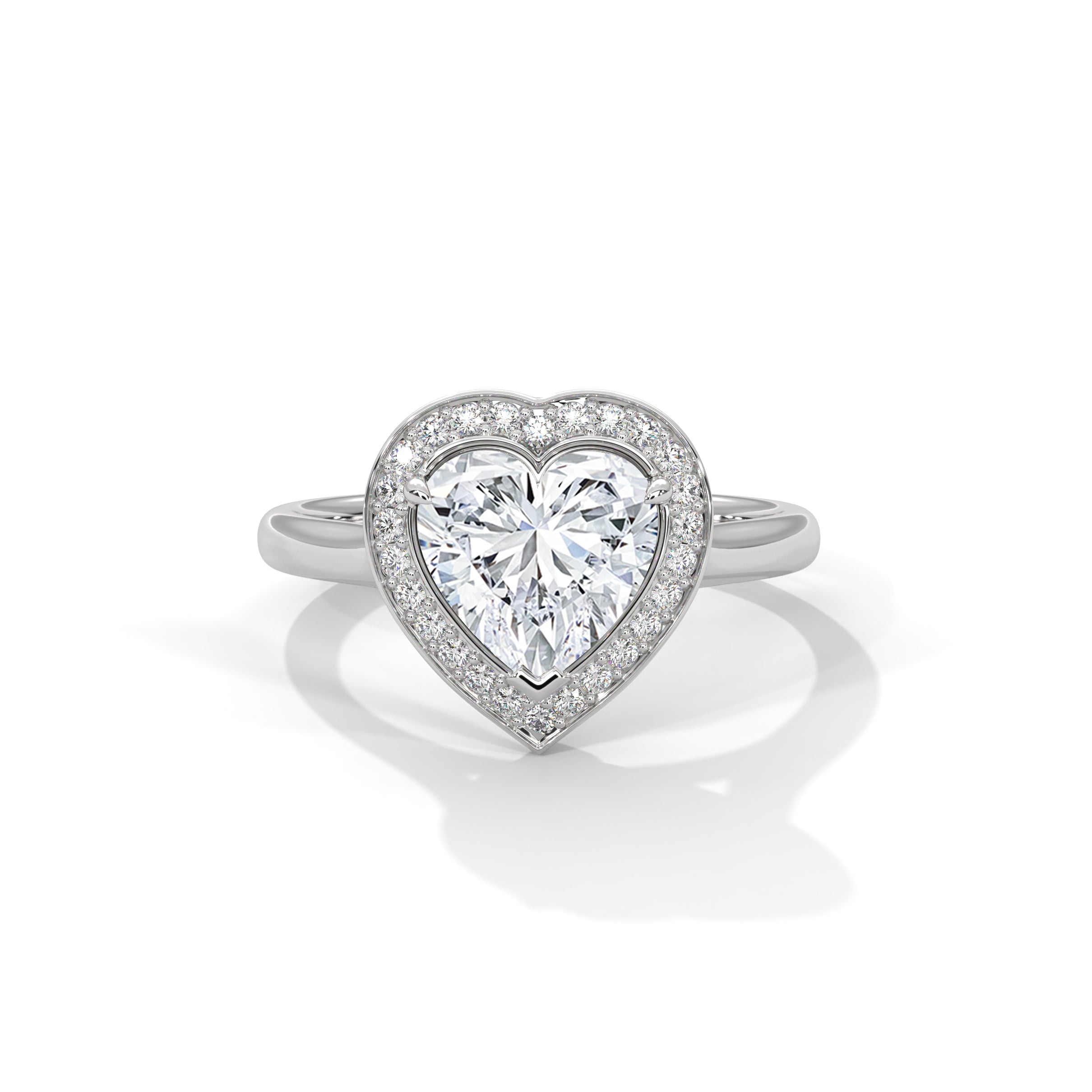 Heart Halo Engagement Ring Platinum | Lab Grown Diamond