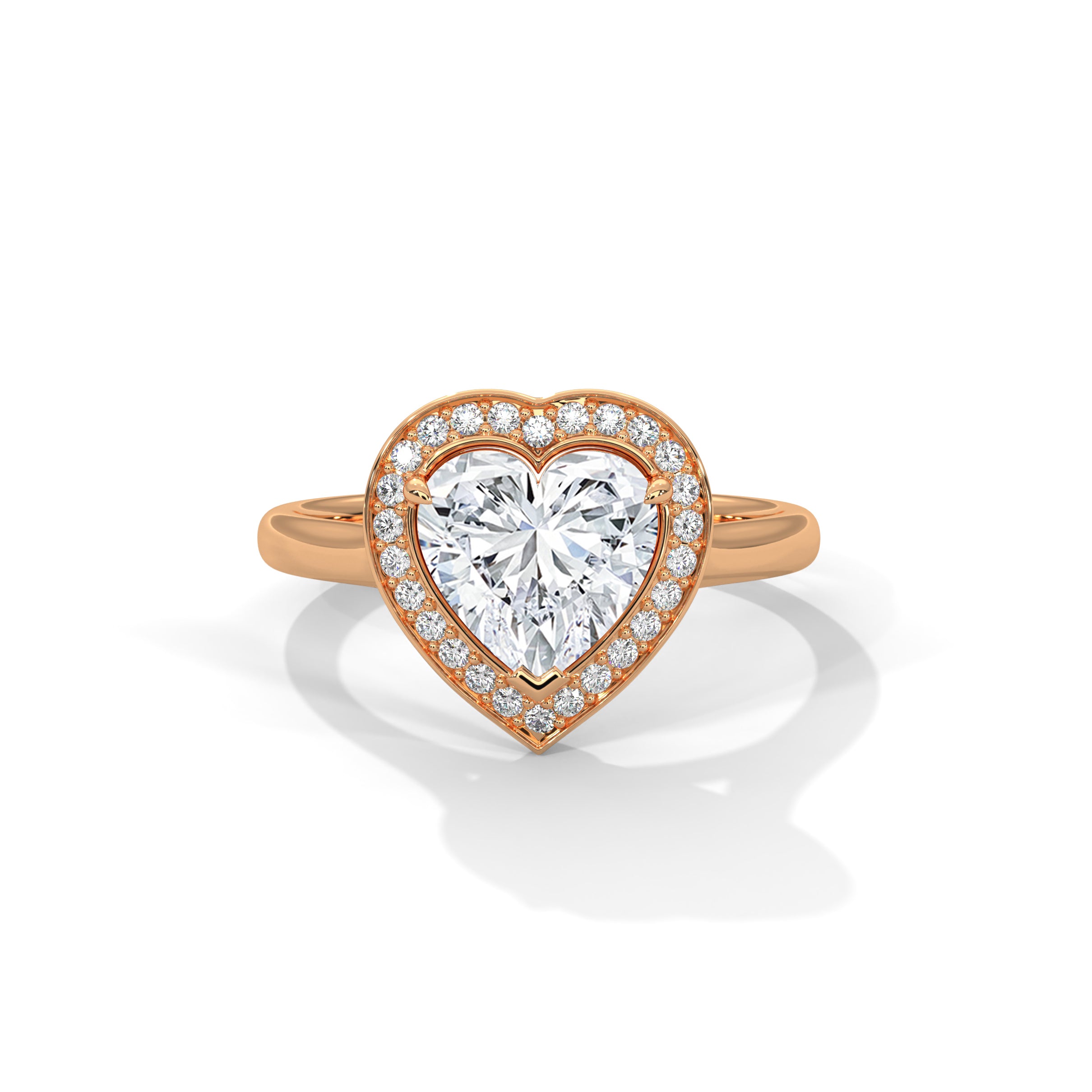 Heart Halo Engagement Ring 18K Rose Gold | Lab Grown Diamond