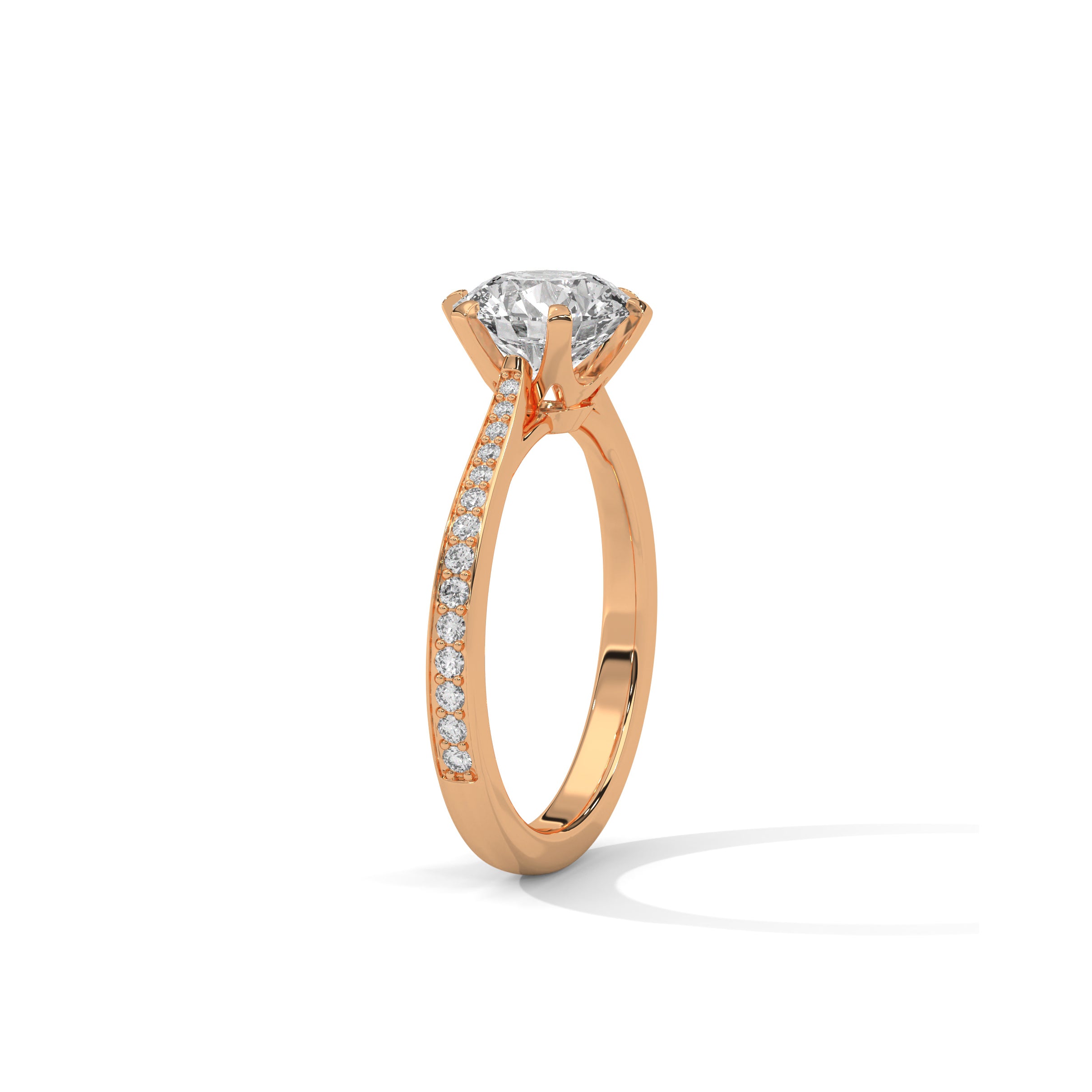Cathedral Engagement Ring with Pave in 18K Rose Gold | Lab Grown Diamond
