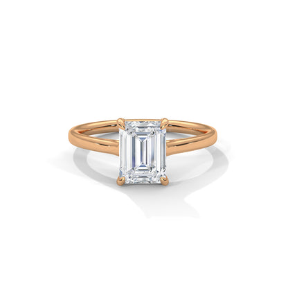 Emerald Engagement Ring 18K Rose Gold | Lab Grown Diamond