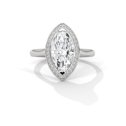 Marquise Halo Engagement Ring Platinum | Lab Grown Diamond
