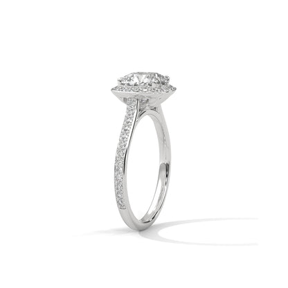 Cushion Halo Engagement Ring with Pave Platinum | Lab Grown Diamond