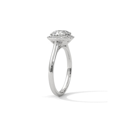 Cushion Halo Engagement Ring Platinum | Lab Grown Diamond