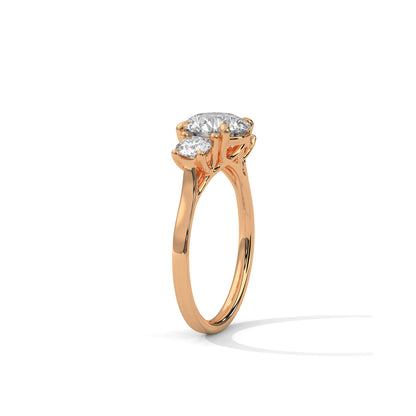 Three Stone Engagement Ring 18K Rose Gold | Lab Grown Diamond