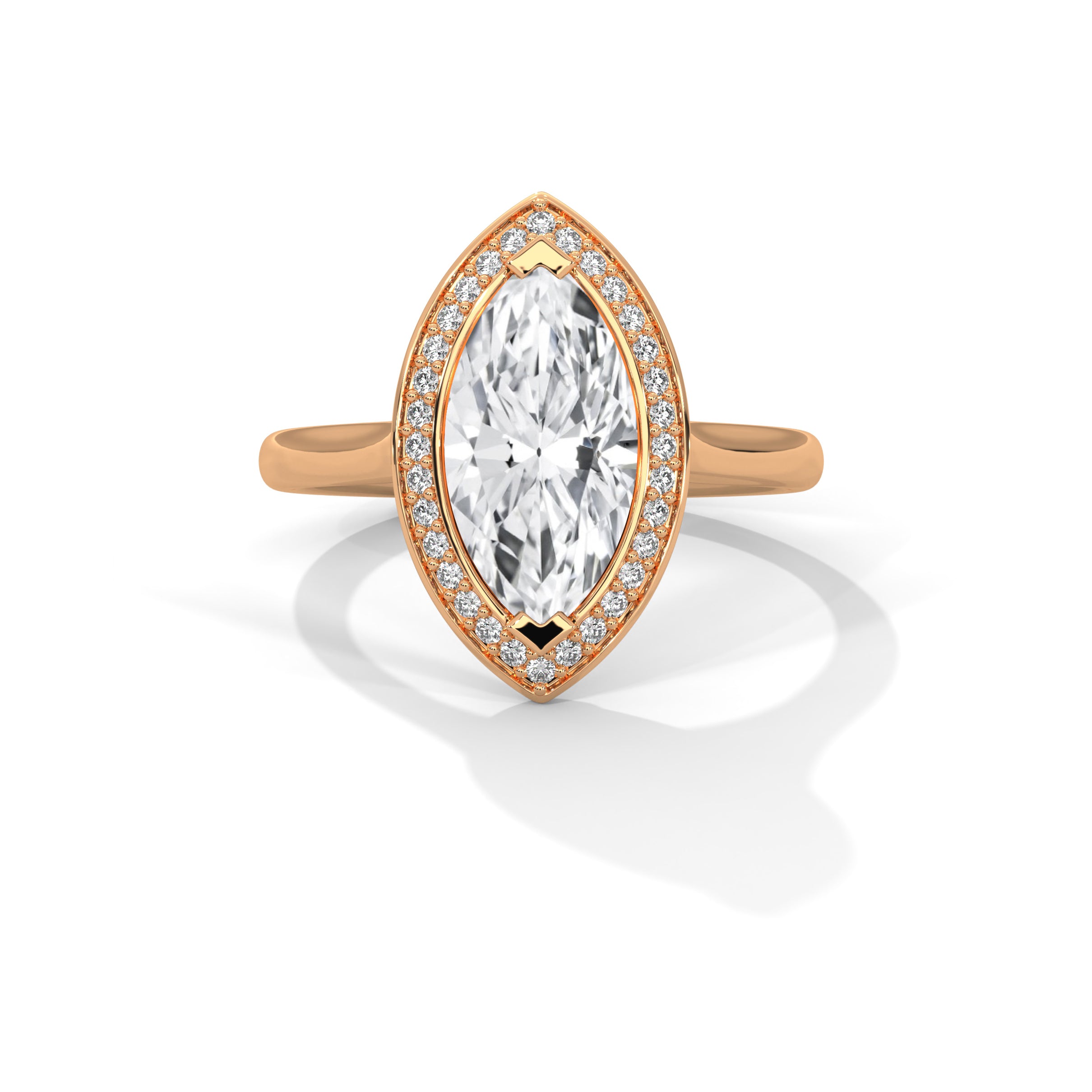 Marquise Halo Engagement Ring 18K Rose Gold | Lab Grown Diamond