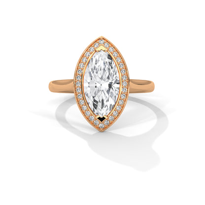 Marquise Halo Engagement Ring 18K Rose Gold | Lab Grown Diamond