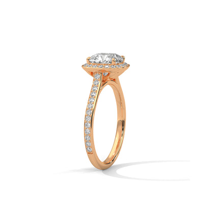 Cushion Halo Engagement Ring with Pave 18K Rose Gold | Lab Grown Diamond