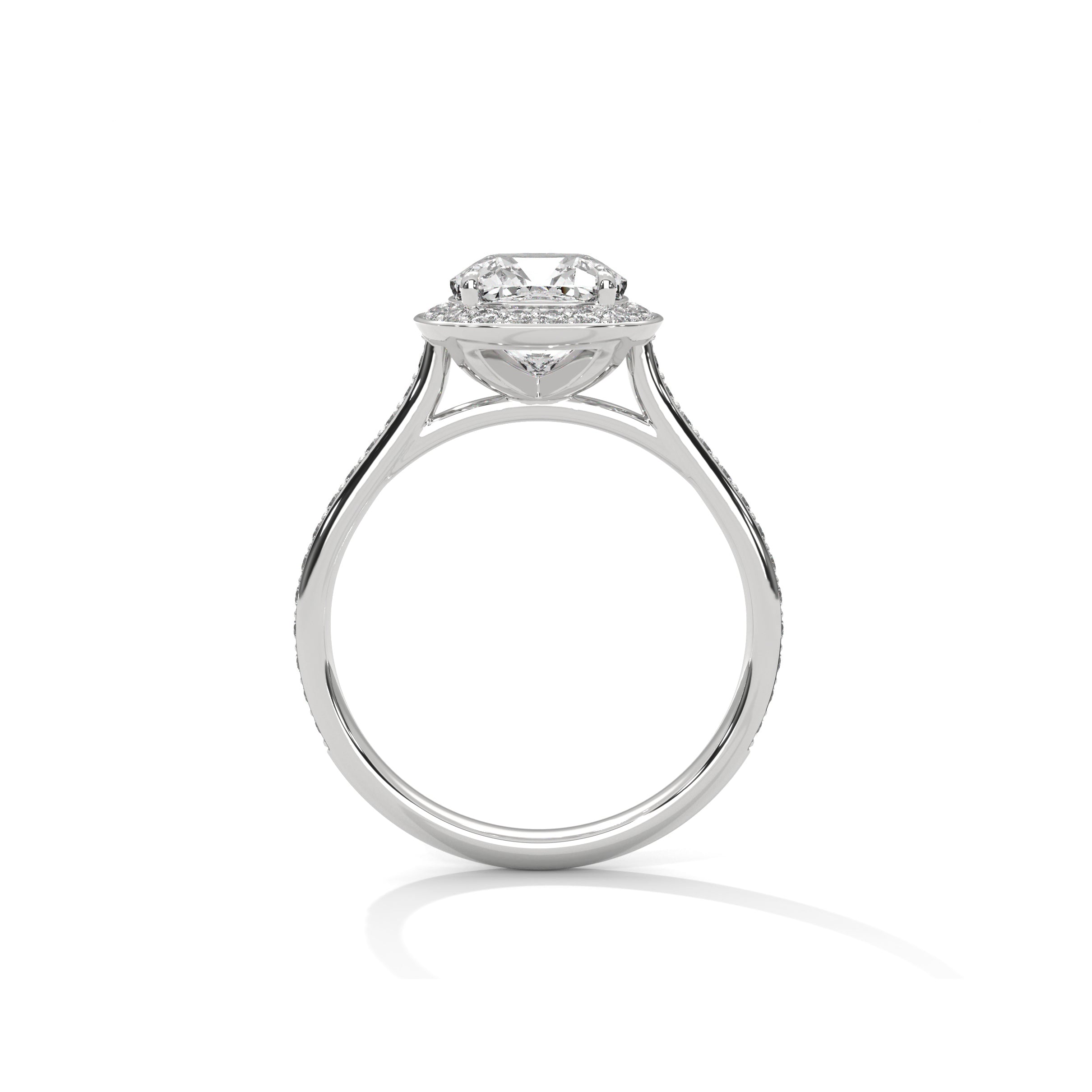 Cushion Halo Engagement Ring with Pave Platinum | Lab Grown Diamond