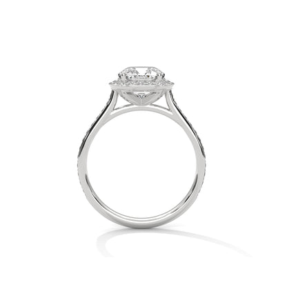 Cushion Halo Engagement Ring with Pave Platinum | Lab Grown Diamond