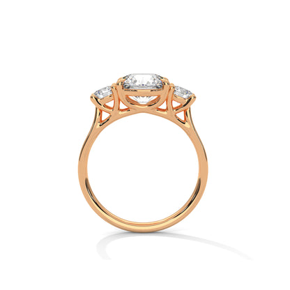 Three Stone Engagement Ring 18K Rose Gold | Lab Grown Diamond