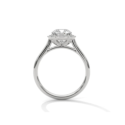 Cushion Halo Engagement Ring Platinum | Lab Grown Diamond