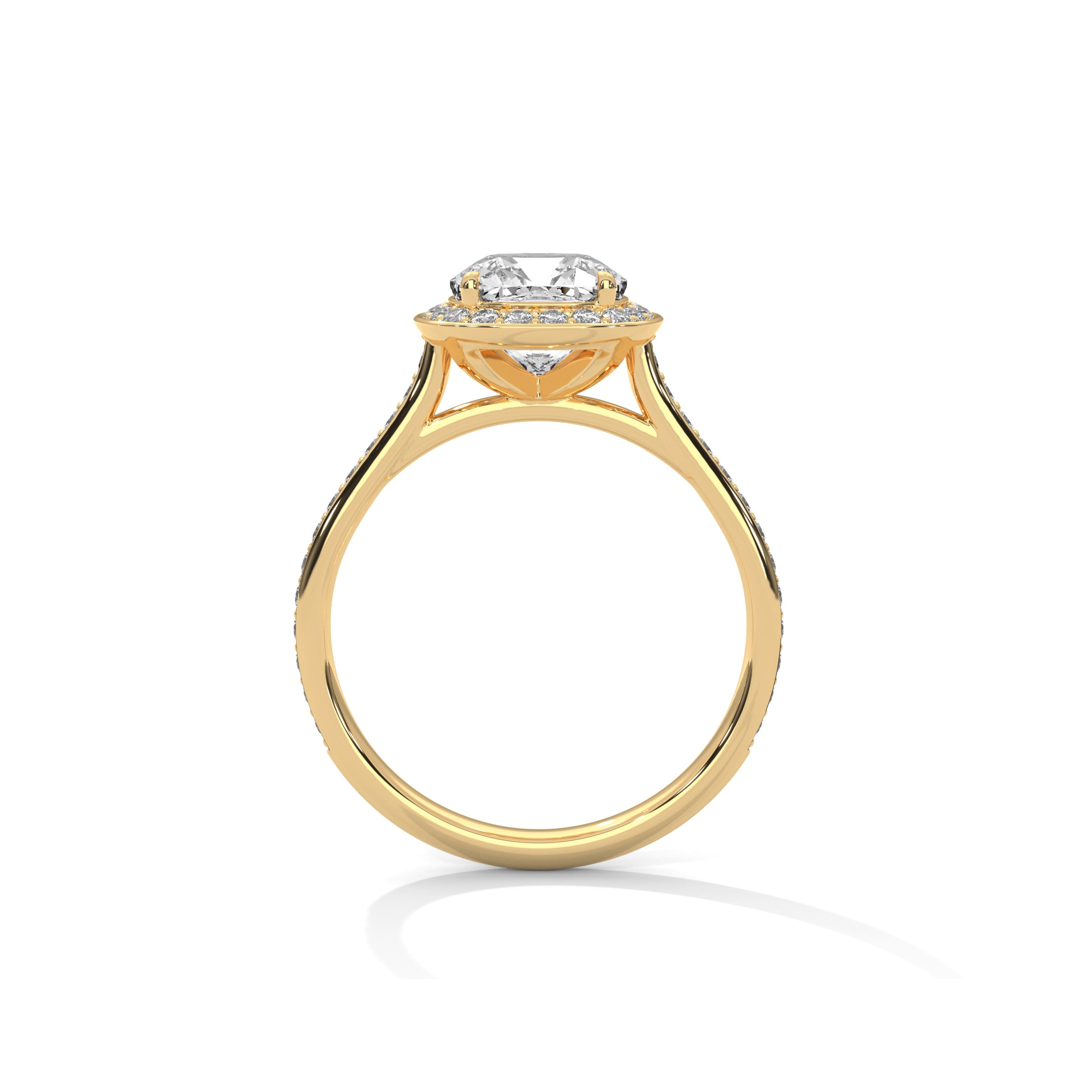 Cushion Halo Engagement Ring with Pave 18K | Lab Grown Diamond