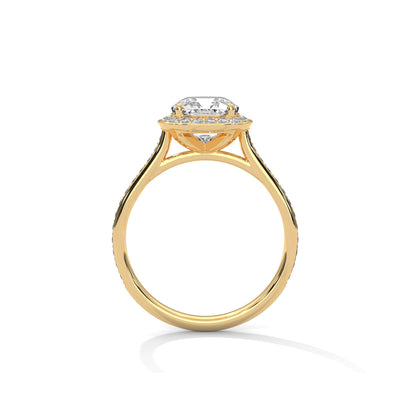 Cushion Halo Engagement Ring with Pave 18K | Lab Grown Diamond