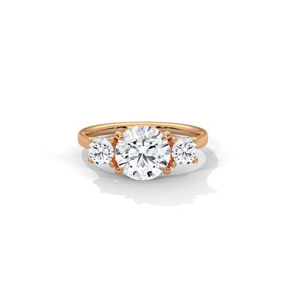Three Stone Engagement Ring 18K Rose Gold | Lab Grown Diamond