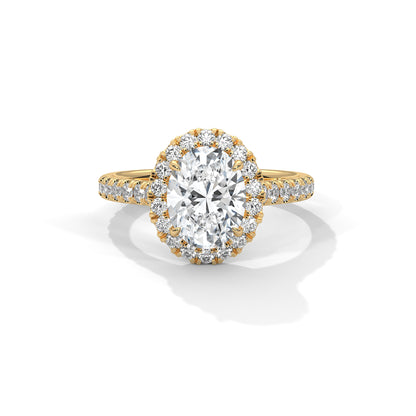 Oval Halo Engagement Ring with Pave 18K | Lab Grown Diamond