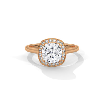 Cushion Halo Engagement Ring 18K Rose Gold | Lab Grown Diamond
