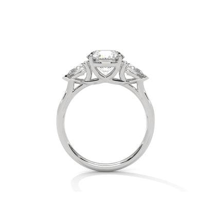 Three Stone Engagement Ring with Pears Platinum | Lab Grown Diamond