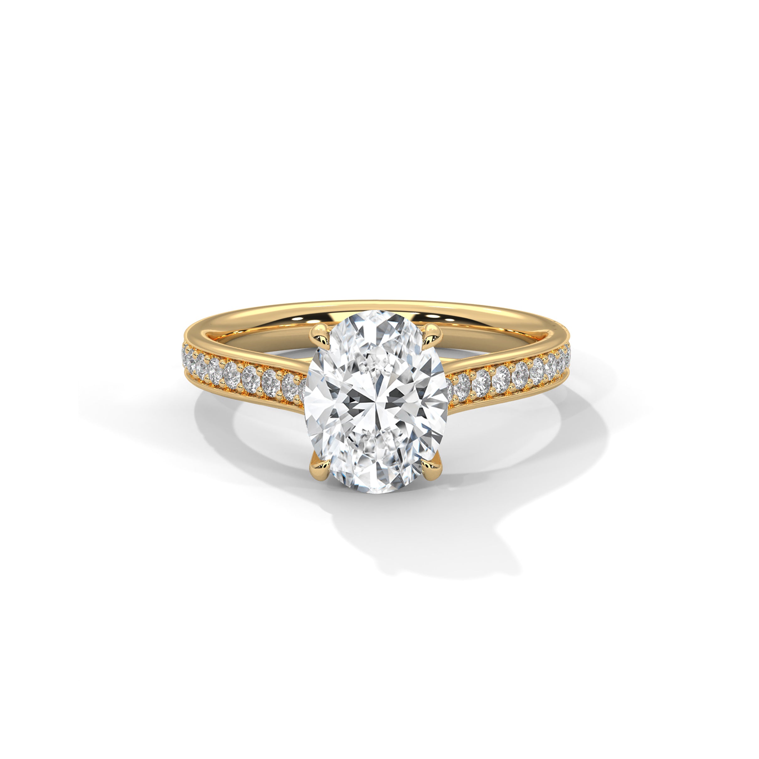 Oval Engagement Ring with Pave 18K  | Lab Grown Diamond