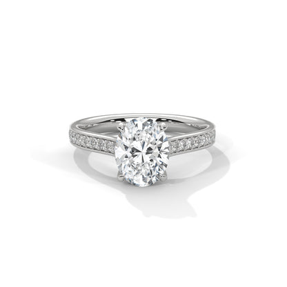 Oval Engagement Ring with Pave Platinum | Lab Grown Diamond