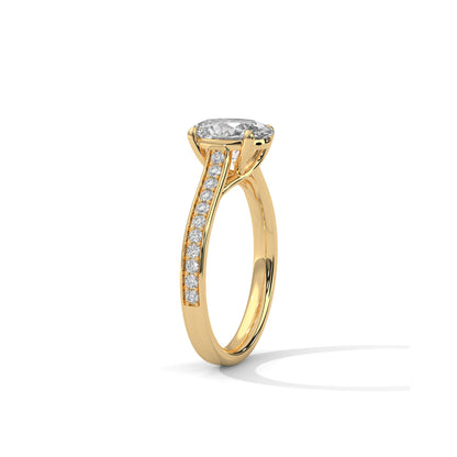 Oval Engagement Ring with Pave 18K  | Lab Grown Diamond