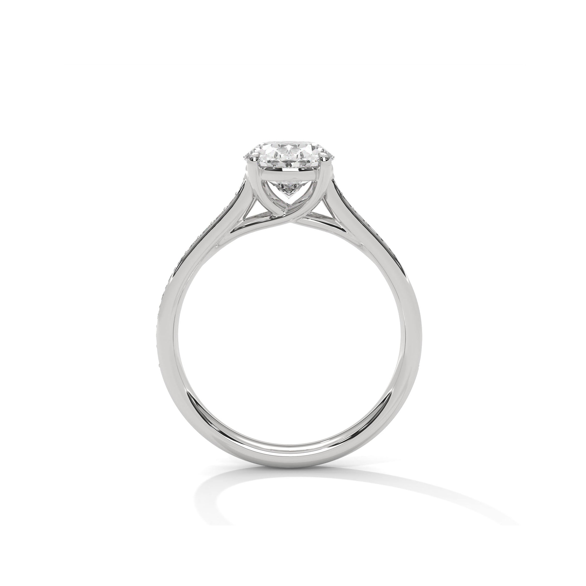 Oval Engagement Ring with Pave Platinum | Lab Grown Diamond