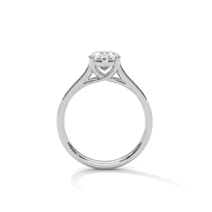 Oval Engagement Ring with Pave Platinum | Lab Grown Diamond