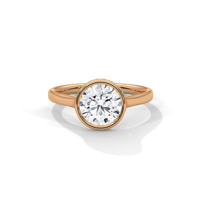 Bezel Set Engagement Ring 18K Rose Gold | Lab Grown Diamond