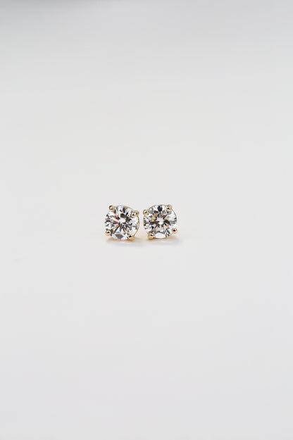 14K Yellow Gold Lab-Grown Diamond Stud Earrings 1.02 CTW | Safety-Back Posts
