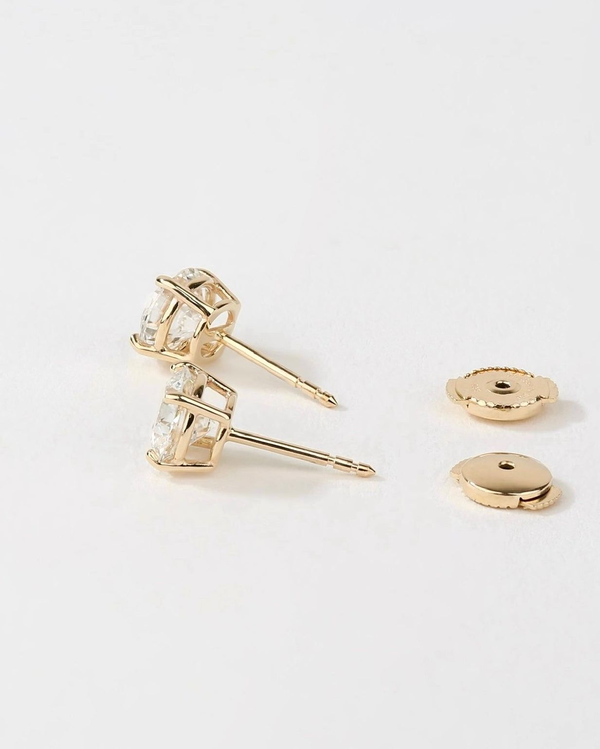 14K Yellow Gold Lab-Grown Diamond Stud Earrings 2.10 CTW | Safety-Back Posts