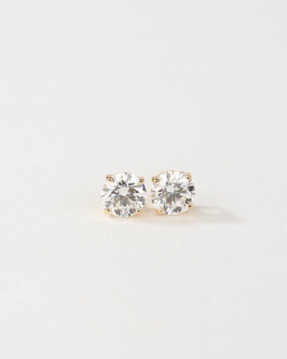 14K Yellow Gold Lab-Grown Diamond Stud Earrings 2.10 CTW | Safety-Back Posts