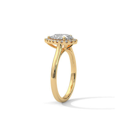 Pear Halo Cathedral Engagement Ring 18K | Lab Grown Diamond