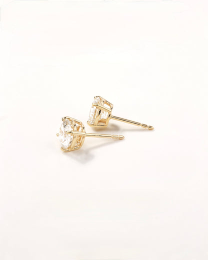 14K Yellow Gold Lab-Grown Diamond Stud Earrings 2.10 CTW | Safety-Back Posts