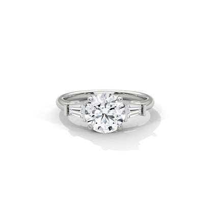 Three Stone Engagement Ring with Baguettes Platinum | Lab Grown Diamond