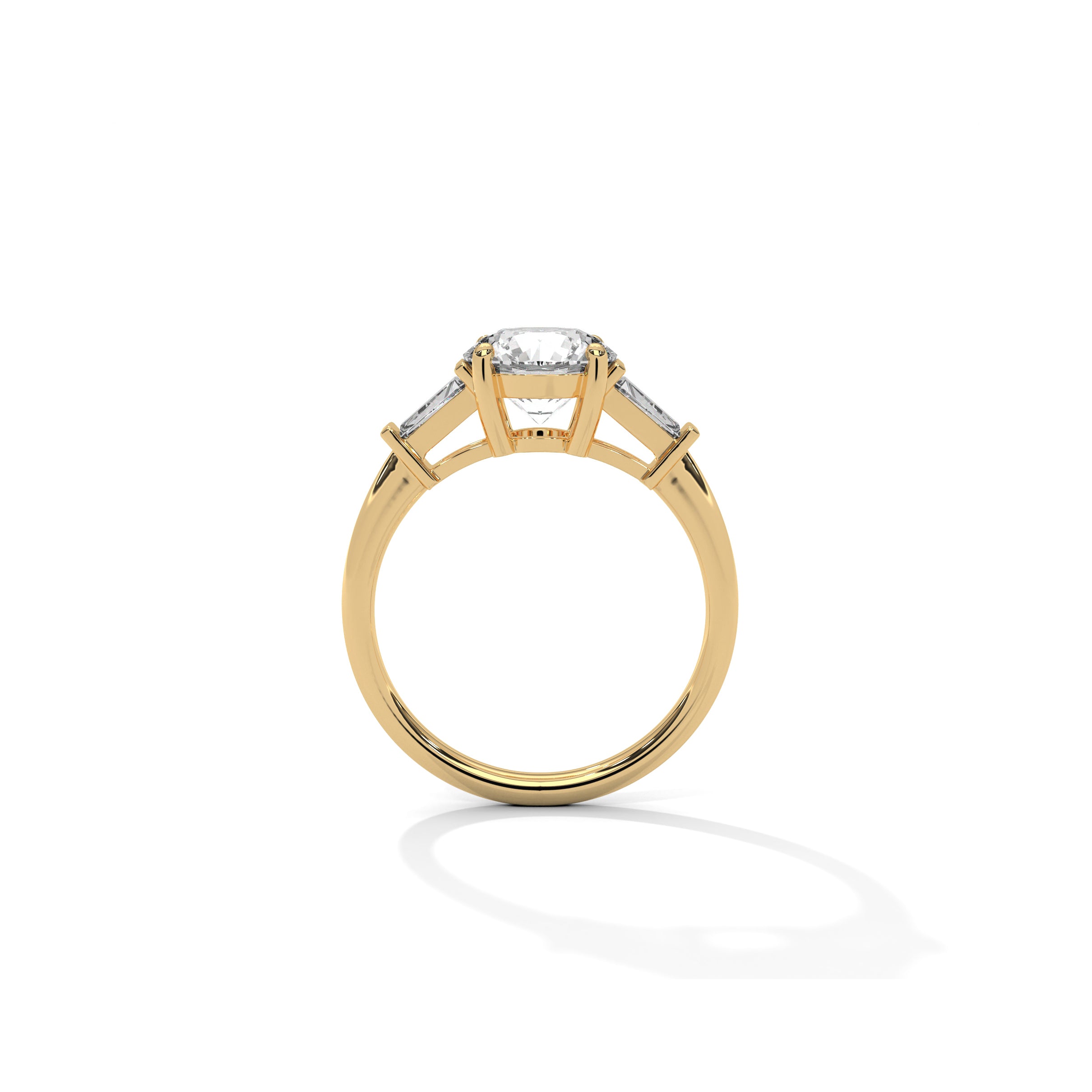 Three Stone Engagement Ring with Baguettes 18K | Lab Grown Diamond