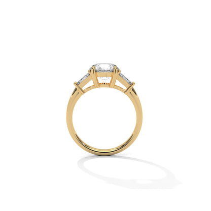 Three Stone Engagement Ring with Baguettes 18K | Lab Grown Diamond