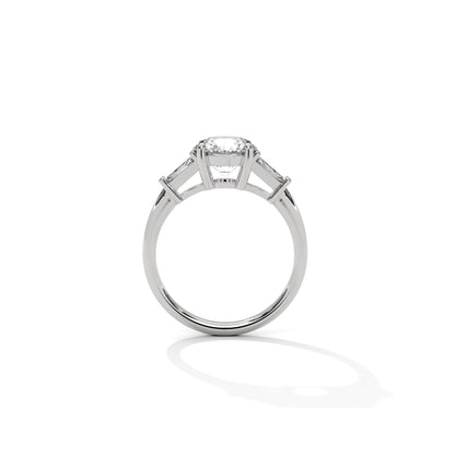 Three Stone Engagement Ring with Baguettes Platinum | Lab Grown Diamond