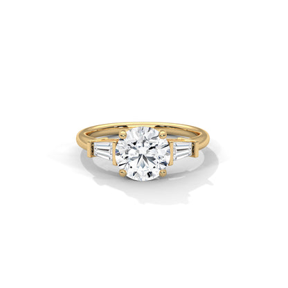 Three Stone Engagement Ring with Baguettes 18K | Lab Grown Diamond