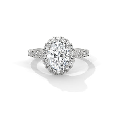 Oval Halo Engagement Ring with Pave Platinum | Lab Grown Diamond