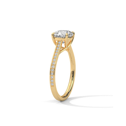 Cushion Engagement Ring with Pave 18K | Lab Grown Diamond